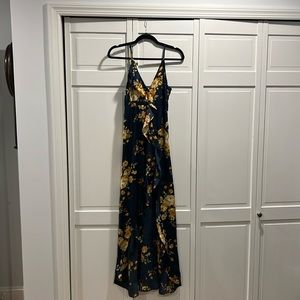 Teal flowered cocktail dress